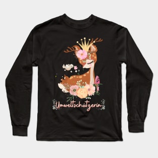 Reh Umwelt Schutz Prinzessin Blumen Süß Long Sleeve T-Shirt